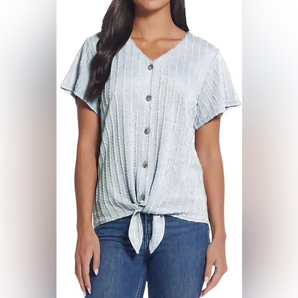 Weatherproof Vintage Women's Lightweight Tie Front V-Neck Shirt Top XXL - Picture 1 of 10